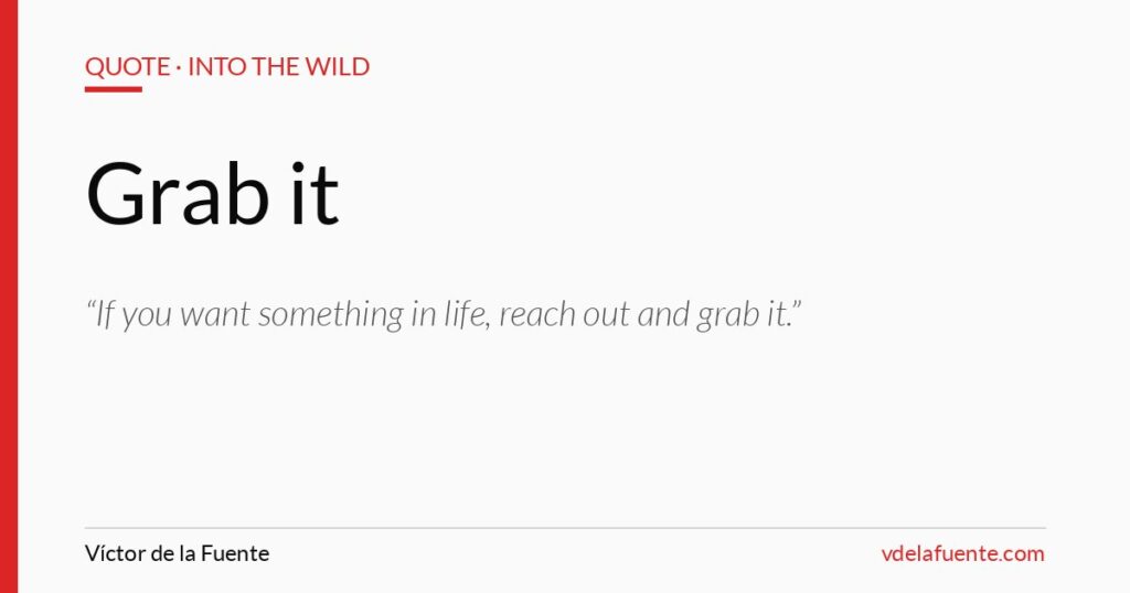 Reach out and grab it, quote from Into the Wild
